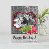 5x7 XMAS Rode Kerstmisvrachtwagen Boom FOTOKAART Feestdagenkaart (Staand voorkant)