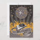5x7 Yello DJ Spin Platenspeler Quinceanera Uitnodi Kaart (Achterkant)