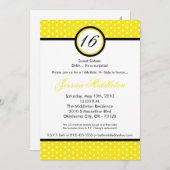 5x7 Yello White Polka Dot 16th Birthday Invitation Kaart (Voorkant / Achterkant)