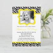 5x7 Yello Zebra FOTO Sweet 16 Verjaardag Uitnodigi Kaart (Staand voorkant)