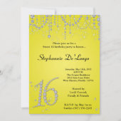 5x7 Yellow Diamond Sweet 16 Birthday Invitation Kaart (Voorkant)