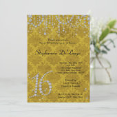 5x7 Yellow Diamond Sweet 16 Birthday Invitation Kaart (Staand voorkant)