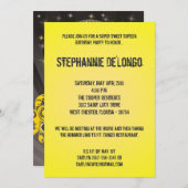 5x7 Yellow DJ Platenspeler 16 Verjaardag Uitnodigi Kaart (Voorkant / Achterkant)