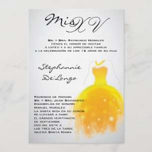 5x7 Yellow Dress Quinceanera Birthday Uitnodiging