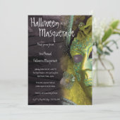 5x7 Yellow Masquerade Halloween Costume Invitation Kaart (Staand voorkant)