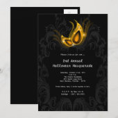 5x7 Yellow Masquerade Halloween Costume Invitation Kaart (Voorkant / Achterkant)