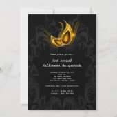 5x7 Yellow Masquerade Halloween Costume Invitation Kaart (Voorkant)