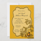 5x7 Yellow Masquerade Halloween Costume Invitation Kaart (Voorkant)