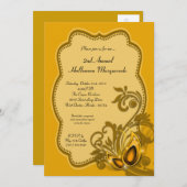 5x7 Yellow Masquerade Halloween Costume Invitation Kaart (Voorkant / Achterkant)