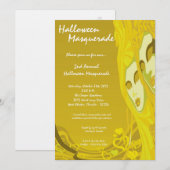 5x7 Yellow Masquerade Halloween Costume Invitation Kaart (Voorkant / Achterkant)