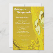 5x7 Yellow Masquerade Halloween Costume Invitation Kaart (Voorkant)