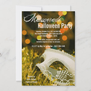 5x7 Yellow Masquerade Halloween Costume Invitation Kaart