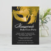 5x7 Yellow Masquerade Halloween Invitation Kaart (Staand voorkant)