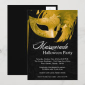 5x7 Yellow Masquerade Halloween Invitation Kaart (Voorkant / Achterkant)