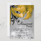 5x7 Yellow Masquerade Sweet 16 Birthday Uitnodigin Kaart (Voorkant)