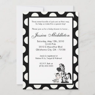 5x7 Zebra Mama en Baby shower Uitnodiging