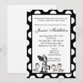 5x7 Zebra Mama TRIPLET Baby shower Uitnodiging (Voorkant / Achterkant)