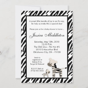 5x7 Zebra Momma en Baby Uitnodiging tot Baby showe