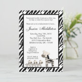 5x7 Zebra Momma TRIPLET Baby shower Uitnodiging (Staand voorkant)