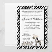 5x7 Zebra Momma TRIPLET Baby shower Uitnodiging (Voorkant / Achterkant)