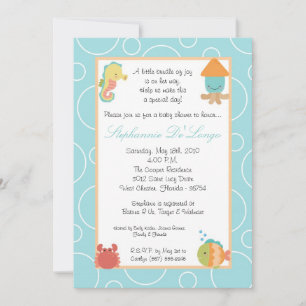 5x7 Zee Life Ocean Fish Baby shower Invitation Kaart
