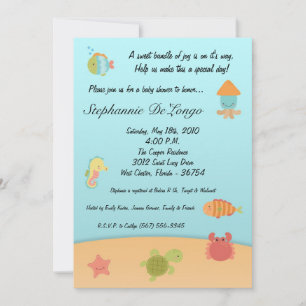 5x7 Zee Life Ocean Fish Baby shower Invitation Kaart