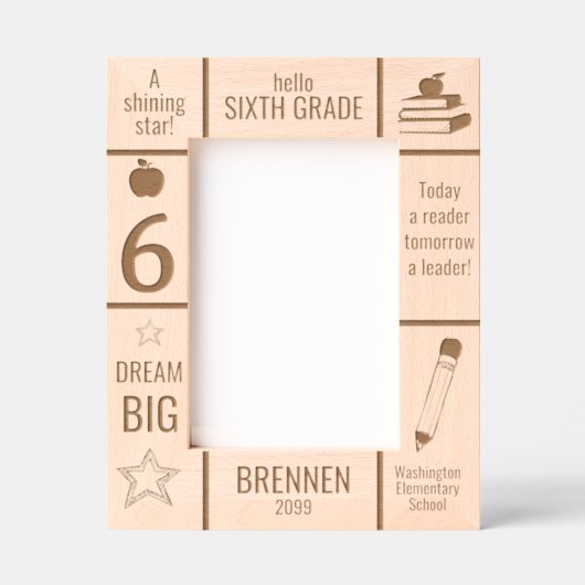 5x7 ZESDE GRAAD Basisschool Foto Aangepast Gegraveerde Lijstjes (Voorkant)