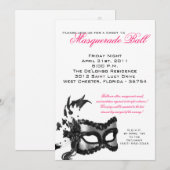 5x7 Zoete 16 Masquerade Ball Birthday Uitnodiging (Voorkant / Achterkant)