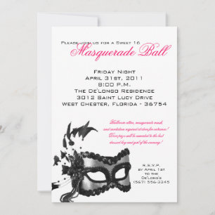 5x7 Zoete 16 Masquerade Ball Birthday Uitnodiging