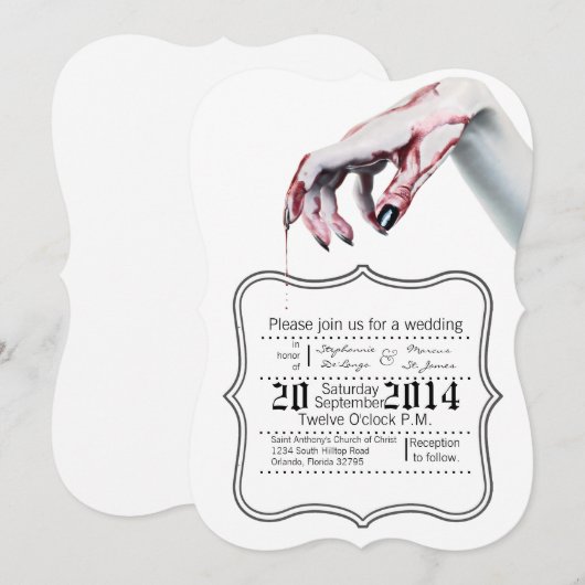 5x7 zombie bloed druppel vampier G Huwelijksuitnod Kaart (Voorkant / Achterkant)