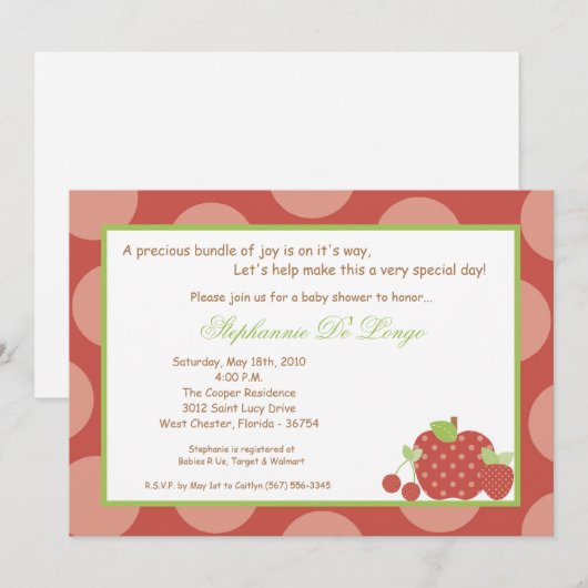 5x7 Zomertijd in het Baby shower Vruchten Kaart (Voorkant / Achterkant)