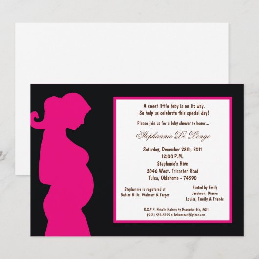 5x7 zwart Baby shower Kaart (Voorkant / Achterkant)