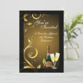 5x7 Zwart en Gouden Swirl, Aangepaste Verjaardagsf Kaart (Staand voorkant)