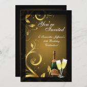 5x7 Zwart en Gouden Swirl, Aangepaste Verjaardagsf Kaart (Voorkant / Achterkant)