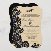 5x7 Zwart Kant Damask Antiek bruiloft uitnodiging (Voorkant / Achterkant)