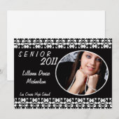 5x7 Zwart Wit Damask Foto Senior Aankondiging (Voorkant / Achterkant)