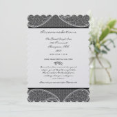5x7 zwart-wit  Paisley Damask Wedding Kaart (Staand voorkant)
