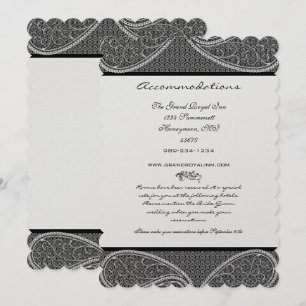 5x7 zwart-wit  Paisley Damask Wedding Kaart