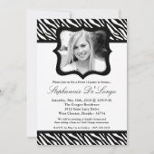 5x7 Zwart Zebra FOTO Sweet 16 Verjaardag Uitnodigi Kaart (Voorkant)