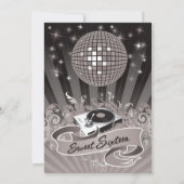 5x7 zwarte DJ Spin Platenspeler 16 Birthday Invita Kaart (Achterkant)