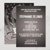 5x7 zwarte DJ Spin Platenspeler 16 Birthday Invita Kaart (Voorkant / Achterkant)