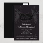 5x7 Zwarte Masquerade Halloween Uitnodiging (Voorkant / Achterkant)