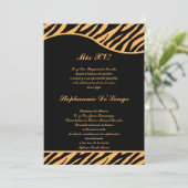 5x7 Zwarte Oranje Tijger Quinceanera Party Uitnodi Kaart (Staand voorkant)