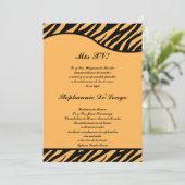 5x7 Zwarte Oranje Tijger Quinceanera Party Uitnodi Kaart (Staand voorkant)