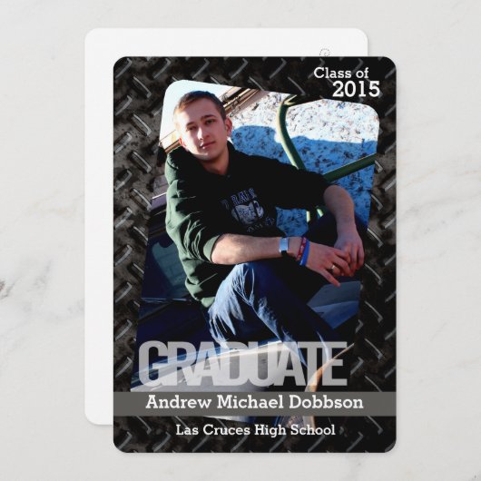 5x7 Zwarte Stalen Metaal Aluminium Senior Aankondi Aankondiging (Voorkant / Achterkant)