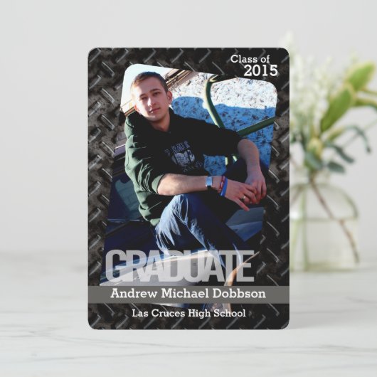 5x7 Zwarte Stalen Metaal Aluminium Senior Aankondi Aankondiging (Staand voorkant)