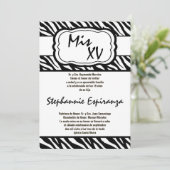5x7 zwarte Zebra Print Quinceanera 15 Uitnodiging (Staand voorkant)