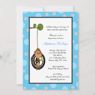 5x7Oerwoud monokey Swing Baby shower Uitnodiging