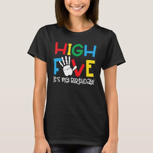 5yr 5th Birthday High Five Het is mijn Kind T-shirt (Voorkant)