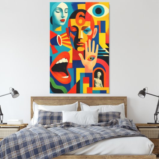 6の意味は片目をつぶれば見えてくる CANVAS AFDRUK (Insitu (Slaapkamer))